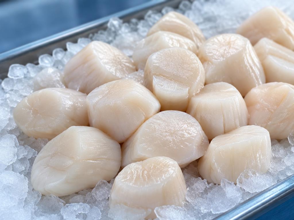 Dry untreated Atlantic sea scallops